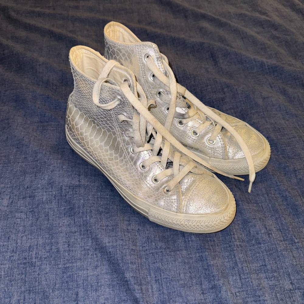 Converse silver snake skin High-Tops